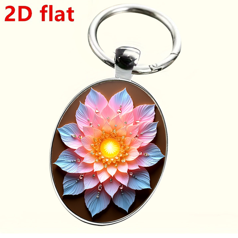 Exquisite Digital Style Lotus Pattern Key Chain